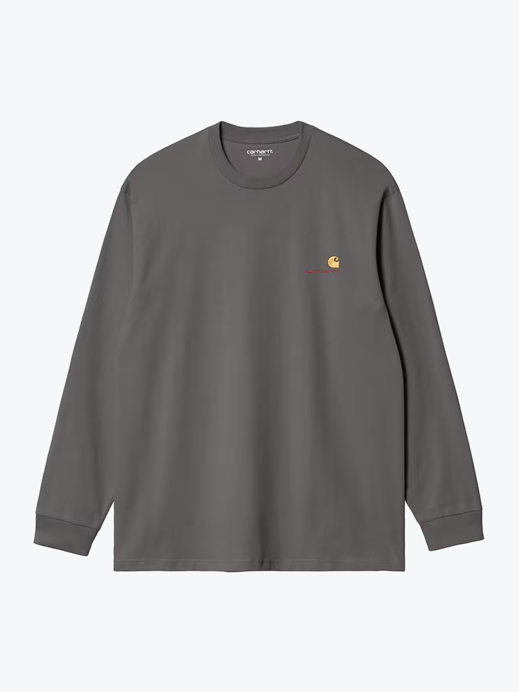 Carhartt WIP Carhartt WIP - L/S American Script T-Shirt Graphite - T-Shirts - Heren Grijs T-Shirts
