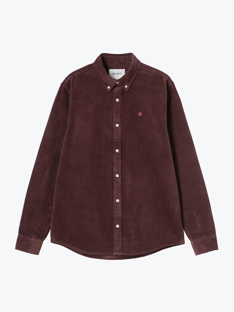 Carhartt WIP Carhartt WIP - L/S Madison Cord Shirt Amarone - Overhemden - Heren Rood Overhemden