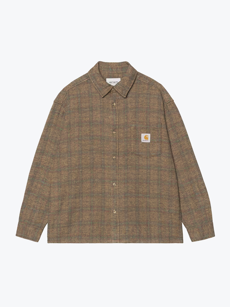 Carhartt WIP Carhartt WIP - L/S Bagley Shirt Bagley Check, Hamilton Brown - Overhemden - Heren Bruin Overhemden