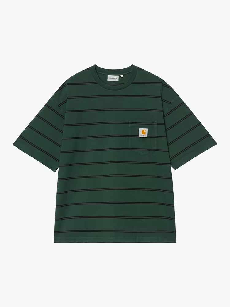 Carhartt WIP Carhartt WIP - S/S Cardona Pocket T-Shirt Cardona Stripe, Natural / Dark Scarab - T-Shirts - Heren Wit T-Shirts