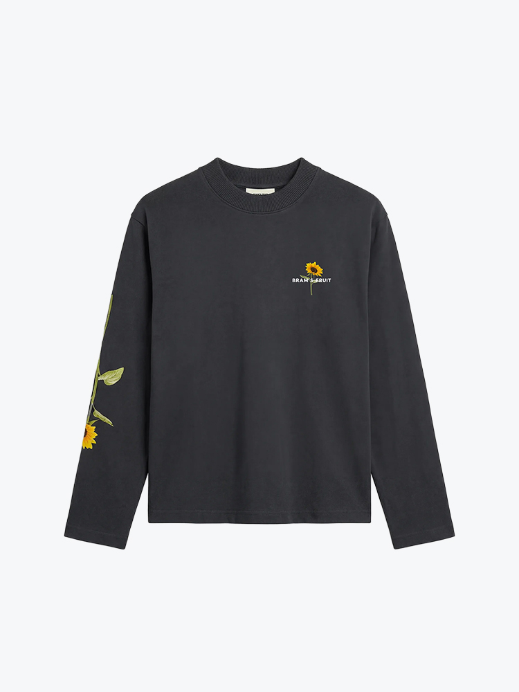 Bram's Fruit Bram's Fruit - Sunflower Longsleeve Shadow Black - T-Shirts - Heren Zwart T-Shirts