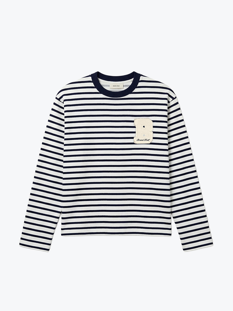 Bram's Fruit Bram's Fruit - Varsity Striped Longsleeve Midnight Blue - T-Shirts - Heren Blauw T-Shirts