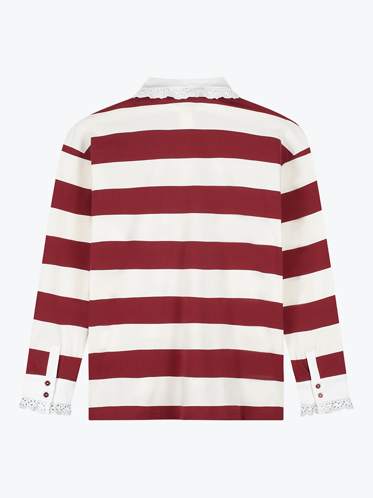 Stieglitz Stieglitz - Zelina Polo Longsleeve Lace Cuff Brown - T-Shirts - Dames Bruin T-shirts