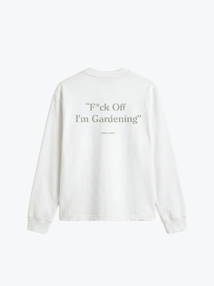 Bram's Fruit Bram's Fruit - Distressed F*ck Off I'm Gardening” Longsleeve White - T-Shirts - Heren Wit T-Shirts