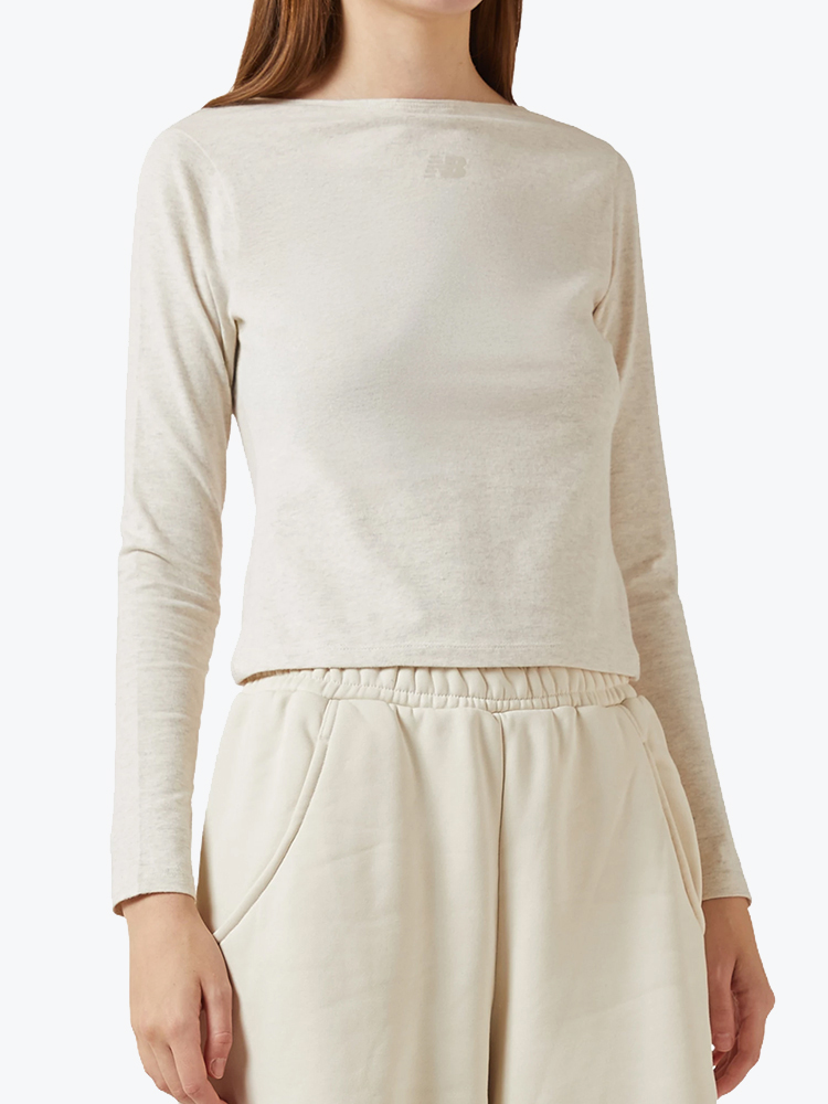 New Balance New Balance - Open-Back Fitted Long Sleeve LIT - T-Shirts - Dames Grijs T-shirts