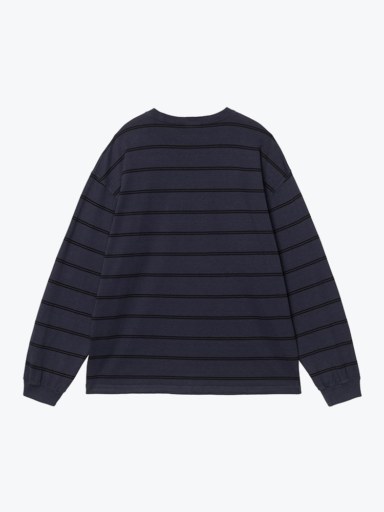Carhartt WIP Carhartt WIP - L/S Cardona Pocket T-Shirt Cardona Stripe, Natural / Dark Navy - T-Shirts - Heren Wit T-Shirts