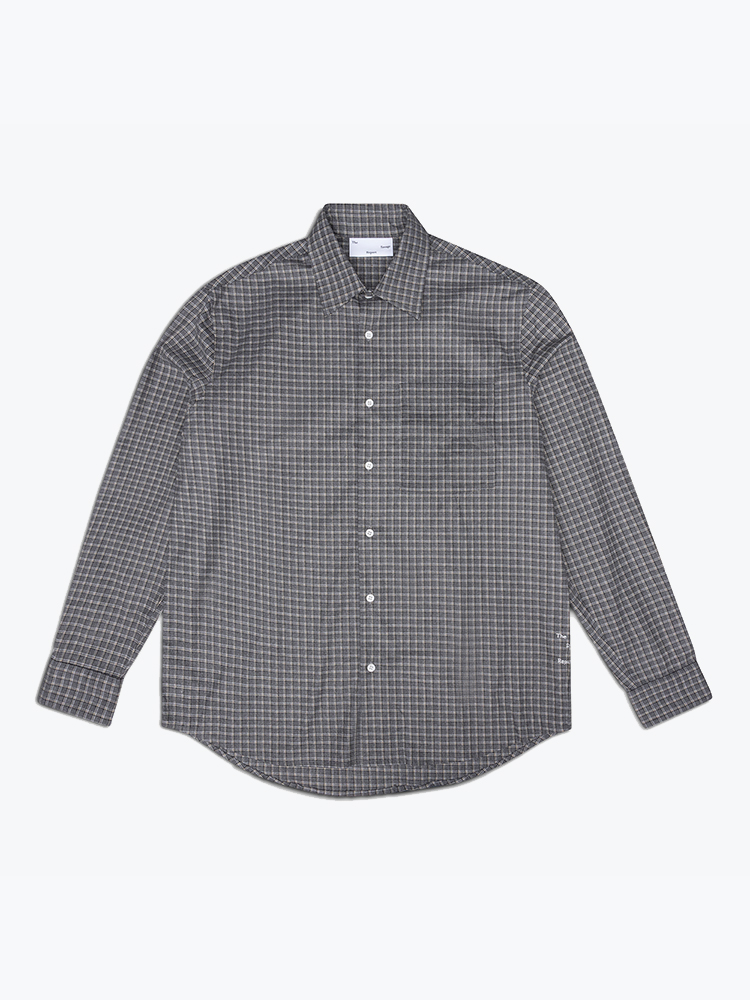 The Savage Report The Savage Report - Longsleeve Shirt Greige Check - Overhemden - Heren Grijs Overhemden