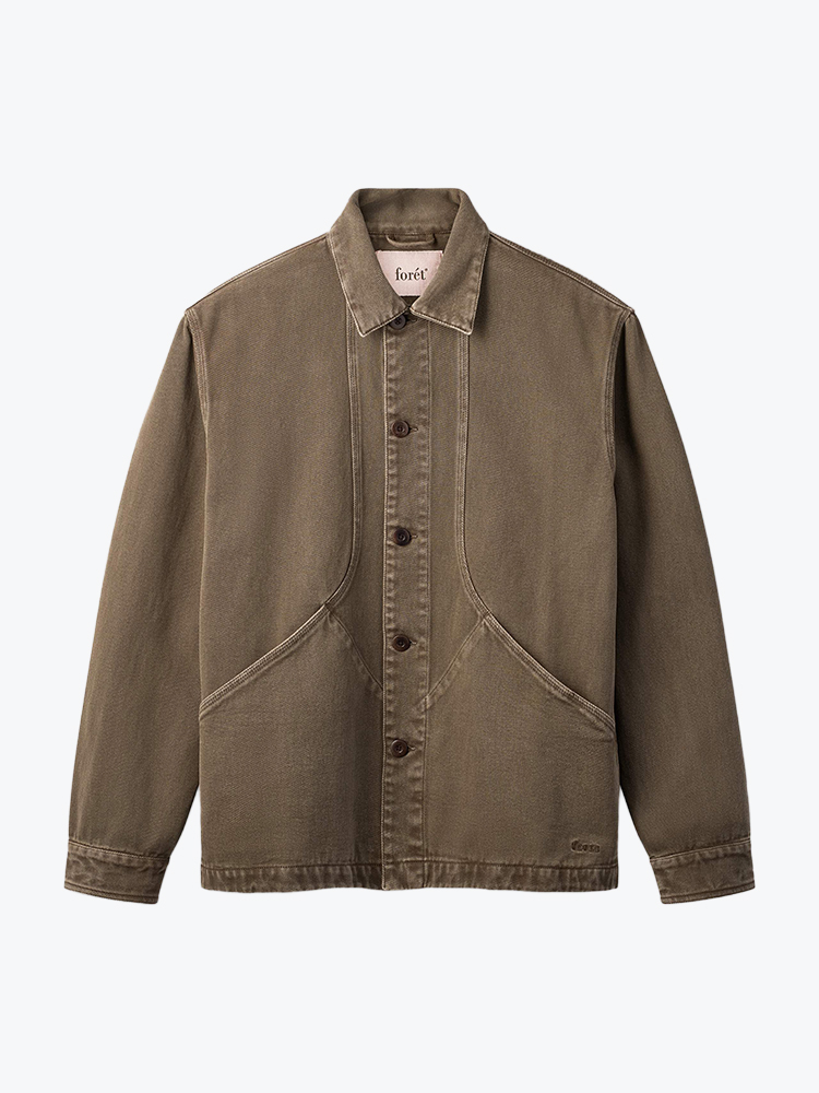 Foret Foret - Berry Denim Overshirt Brown Denim - Overhemden - Heren Bruin Overhemden