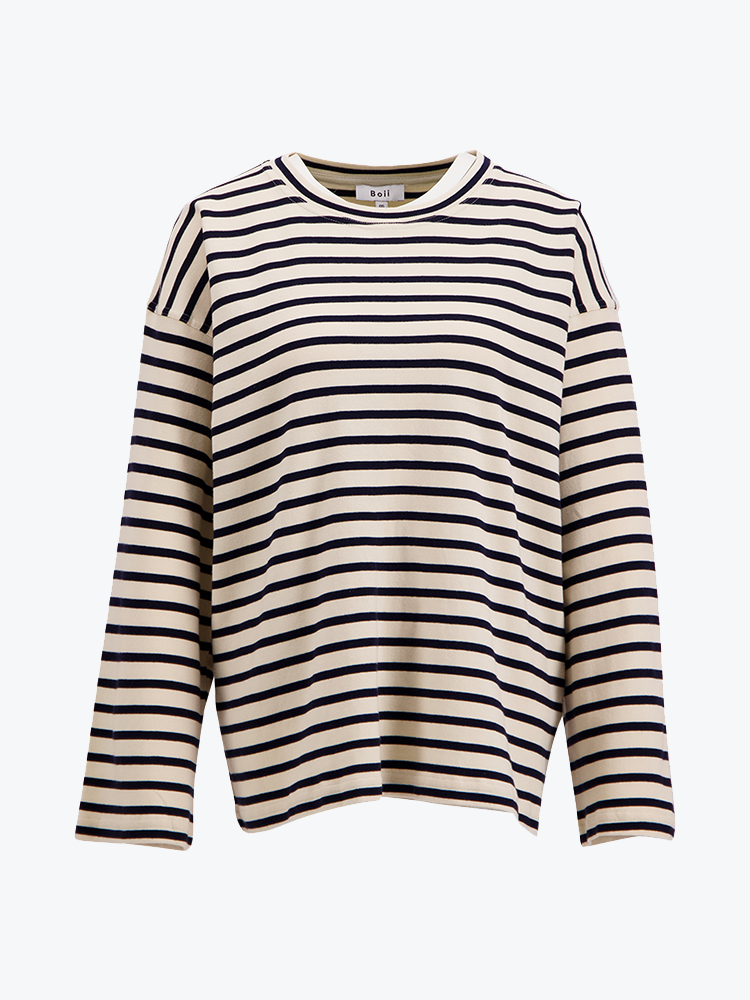 Boii Studios Boii Studios - Alberte Stripe Tee Stripe Off White/Black - T-Shirts - Dames Wit T-Shirts