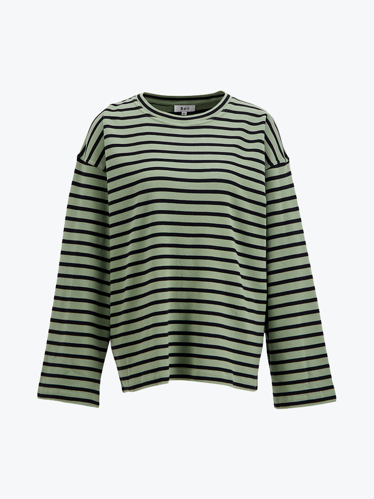 Boii Studios Boii Studios - Alberte Stripe Tee Stripe Salvie/Black - T-Shirts - Dames Groen T-Shirts