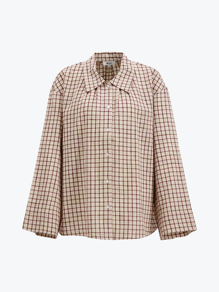 Boii Studios Boii Studios - Tinsi Check Shirt Check Bordeaux/Beige - Blouses - Dames Rood Blouses