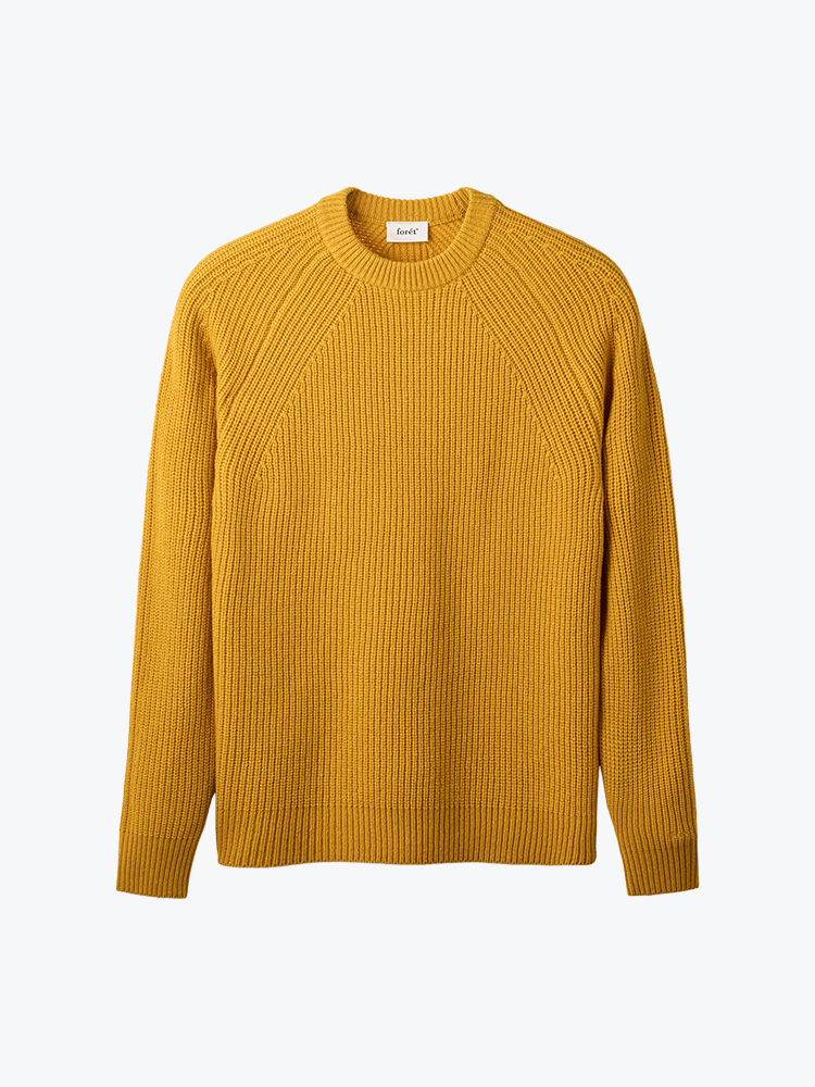 Foret Foret - Delta Wool Rib Knit Cumin - Truien - Heren Geel Truien