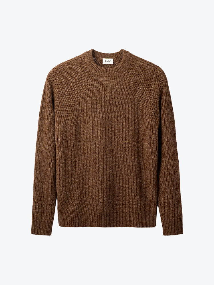 Foret Foret - Delta Wool Rib Knit Wood Melange - Truien - Heren Bruin Truien