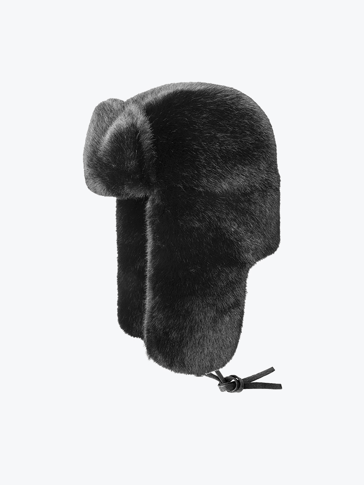 Kangol Kangol - Black Faux Fur Trapper Black - Petten - Unisex Zwart Petten