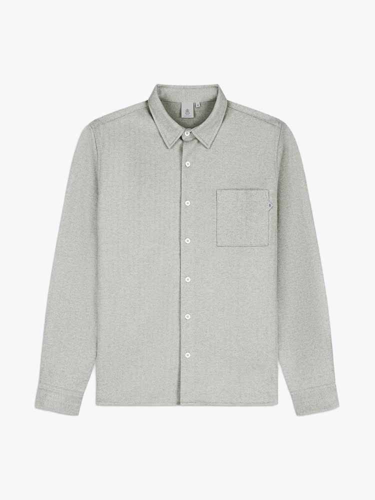 Law Of The Sea Law Of The Sea - Troy Soft Herringbone Shirt Greige - Overhemden - Heren Grijs Overhemden