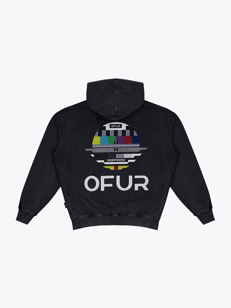 Ofur Ofur -  No Signal Relaxed Hoodie Vintage Black - Truien - Heren Zwart Truien