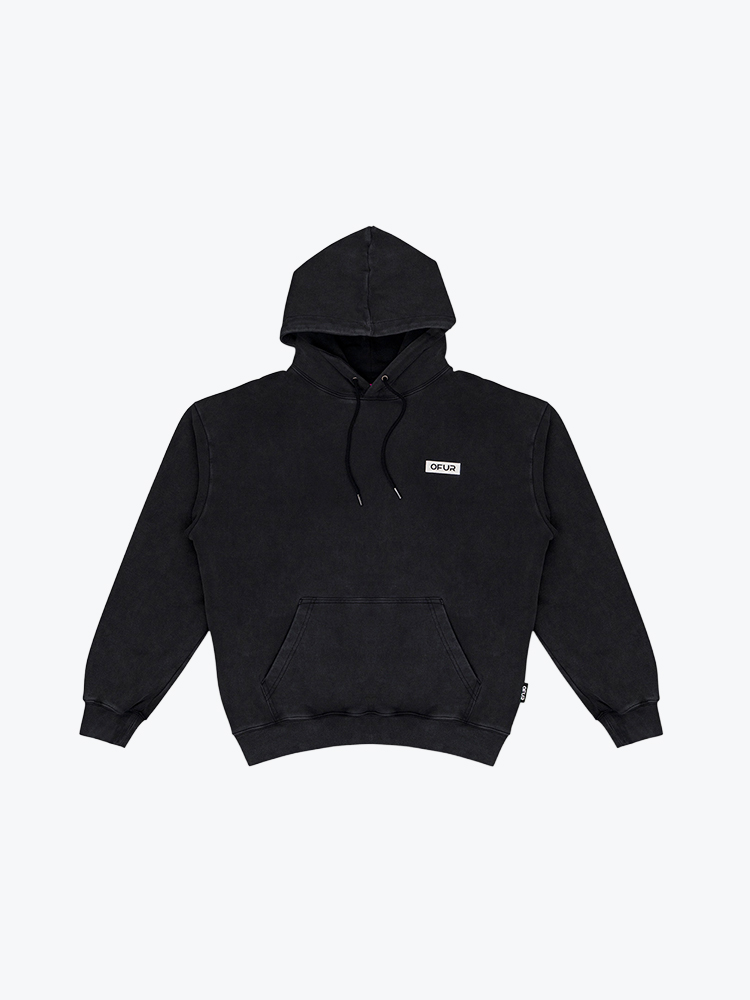 Ofur Ofur -  No Signal Relaxed Hoodie Vintage Black - Truien - Heren Zwart Truien