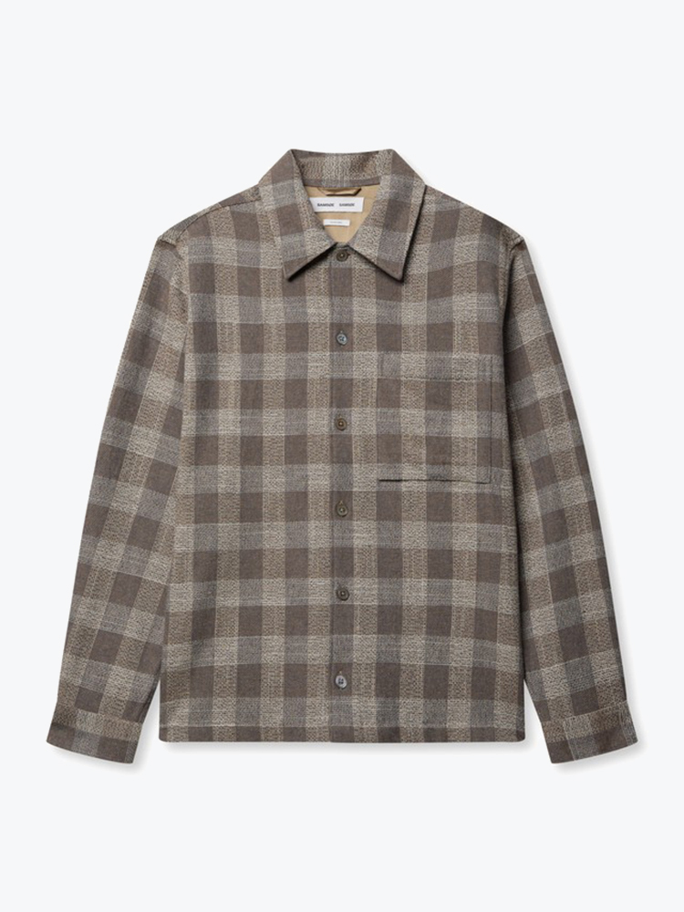 Samsoe Samsoe Samsoe Samsoe - Sacastor X O Overshirt 16306 Lead Gray Mel. Ch. - Overhemden - Heren Grijs Overhemden