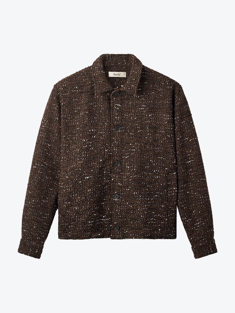 Foret Foret - Sun Bouclé Relaxed Fit Overshirt Brown - Overhemden - Heren Bruin Overhemden