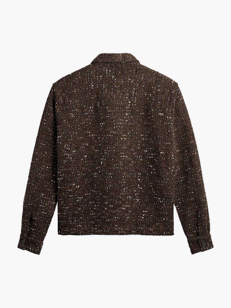 Foret Foret - Sun Bouclé Relaxed Fit Overshirt Brown - Overhemden - Heren Bruin Overhemden